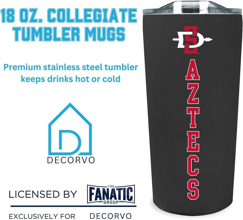 Decorvo Officially Licensed Collegiate Stainless Steel Tumbler - Double Walled Insulated Travel Tumbler with Slide Lid - 18 oz (San Diego St) - Image 4